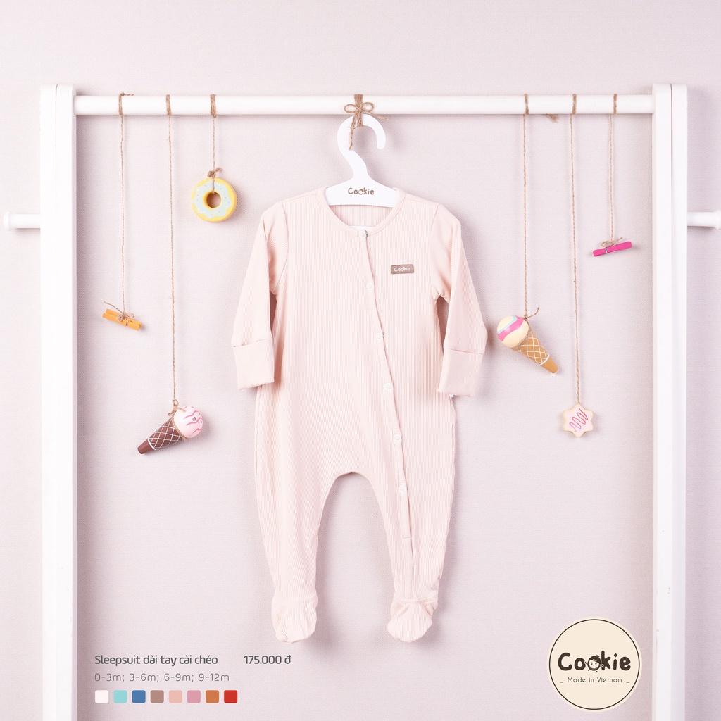 Body Có Tất Cookie/ Bộ SleepSuit Cookie Dài Tay Cài Chéo Liền Tất Chất Cotton Tăm Mềm Mại