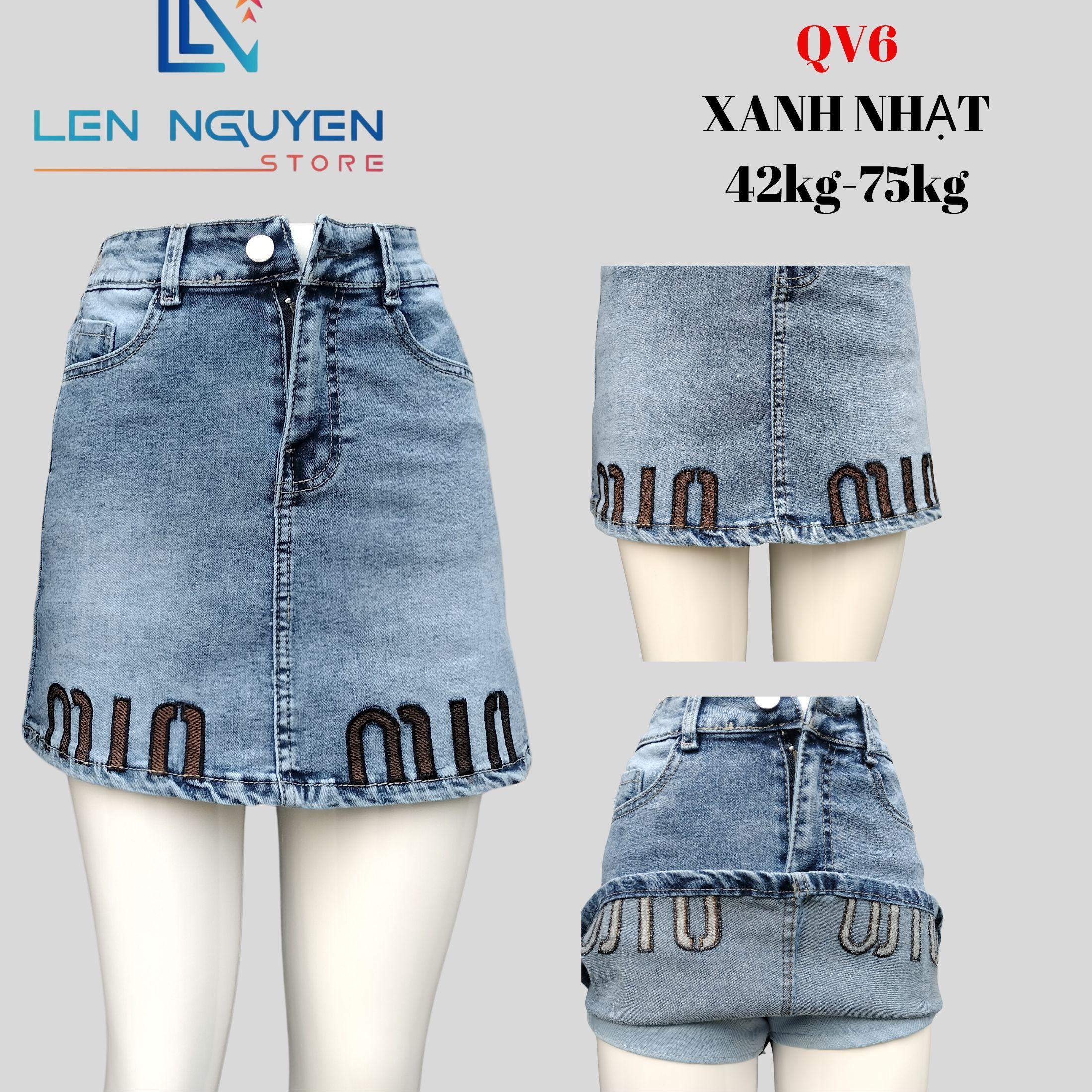 Quần jean nữ, quần váy, lưng cao, quần bò nữ dáng ôm, quần rin nữ có big size, cho 42kg đến 75kg - Xanh Nhạt
