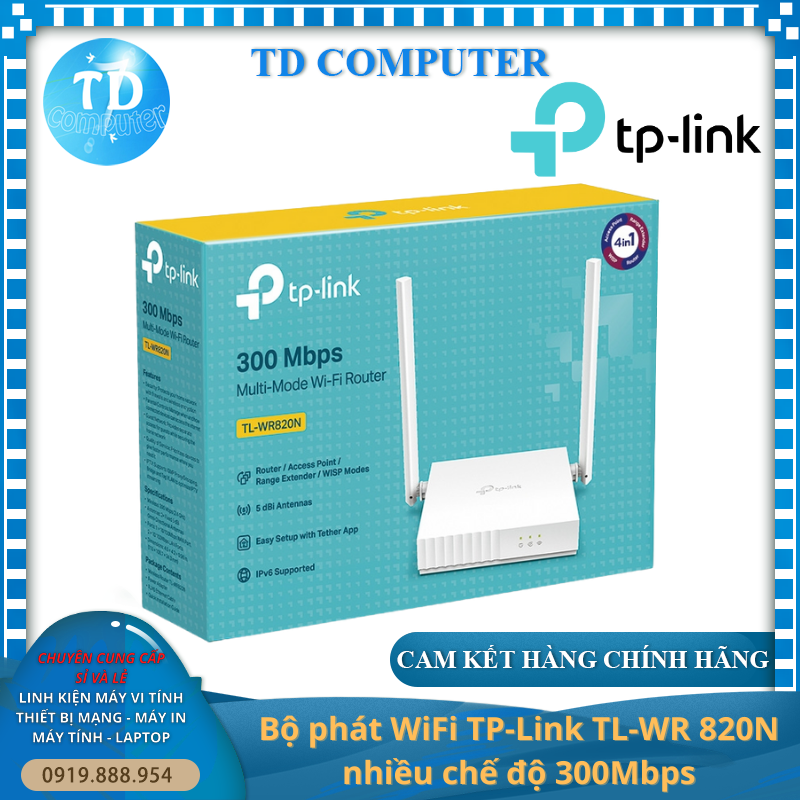 Hình ảnh Bộ phát WiFi TP-Link TL-WR 820N (Chuẩn N/ 300Mbps/ 2 Ăng-ten ngoài/ 15 User) - Hàng chính hãng FPT phân phối