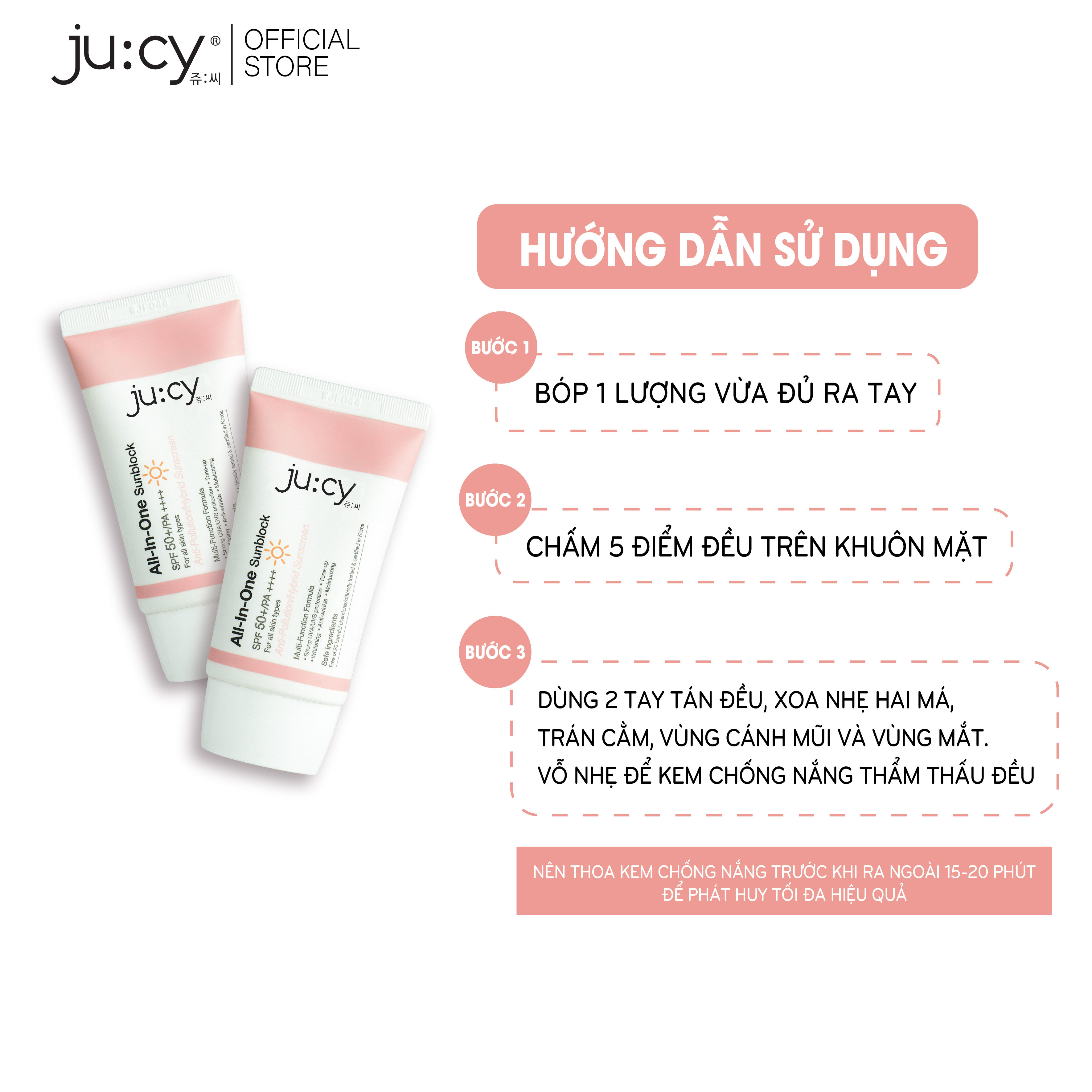 Kem Chống Nắng Hàn Quốc nâng tông Ju:cy All-In-One-Sunblock