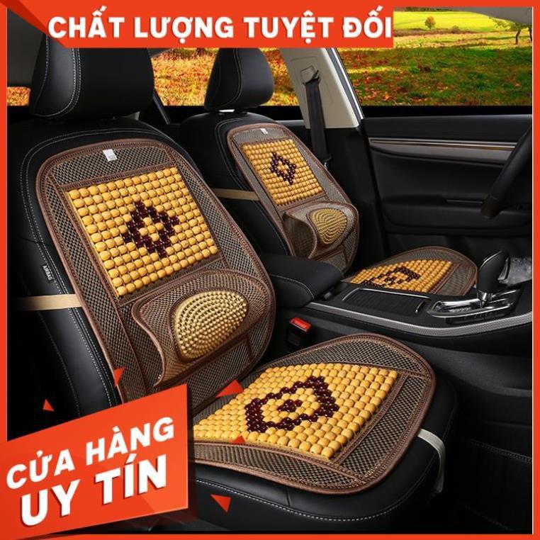 Hình ảnh Bộ tấm lưới tựa lưng massage hạt gỗ lót ghế trên xe hơi, ô tô - Bộ đệm hạt gỗ thoáng khí lót ghế ô tô ,văn phòng