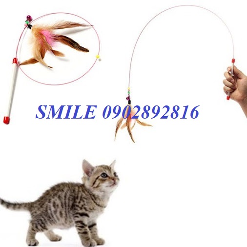ĐỒ CHƠI MÈO - CẦN CÂU MÈO DÂY THÉP GẮNG LÔNG VŨ