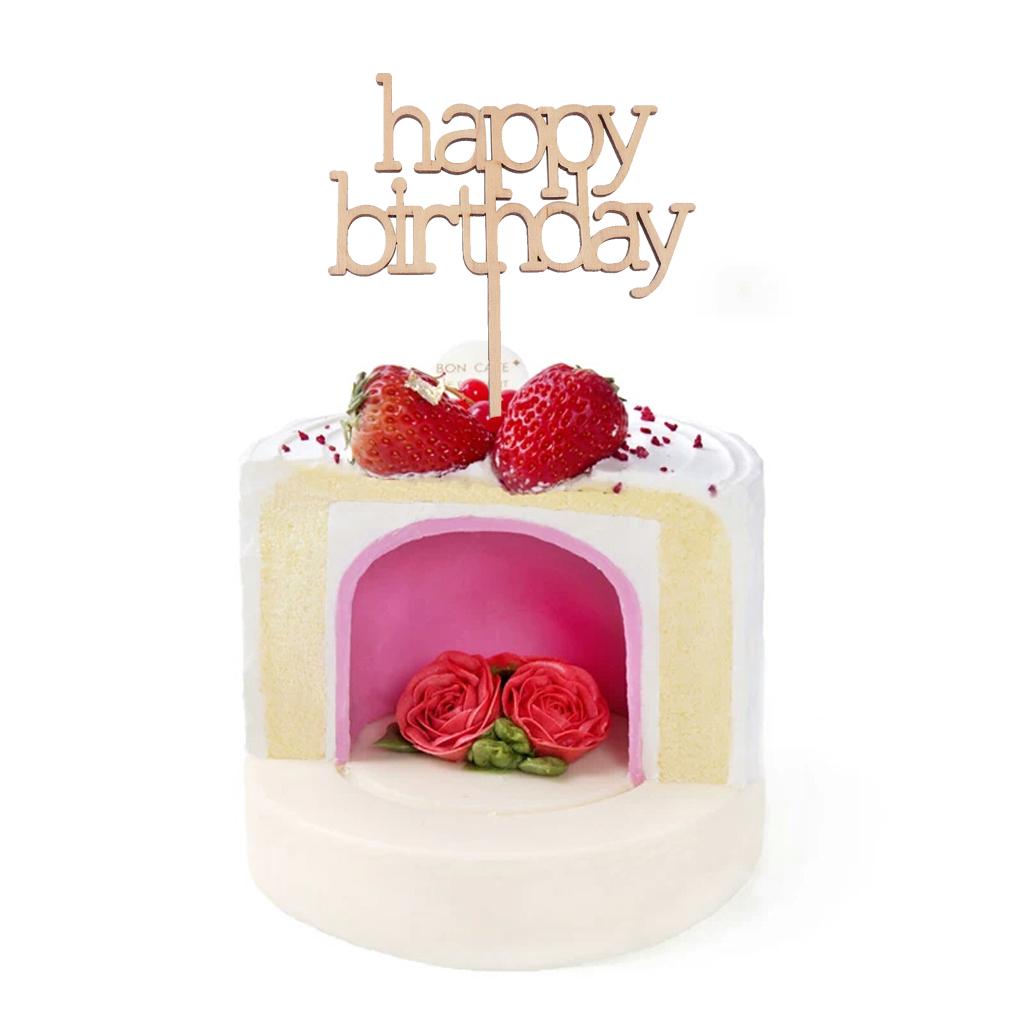 Wooden Happy Birthday Cake Topper Rustic Design Birthday Party Cake Decor