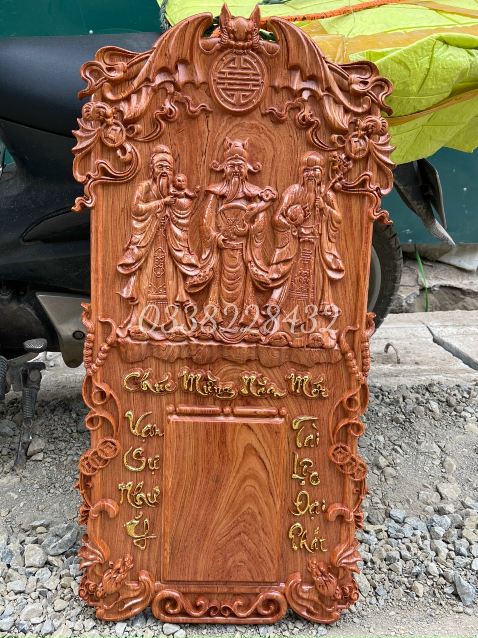 Đốc lịch treo từng bằng gỗ hương đá kt cao 37×77×3cm