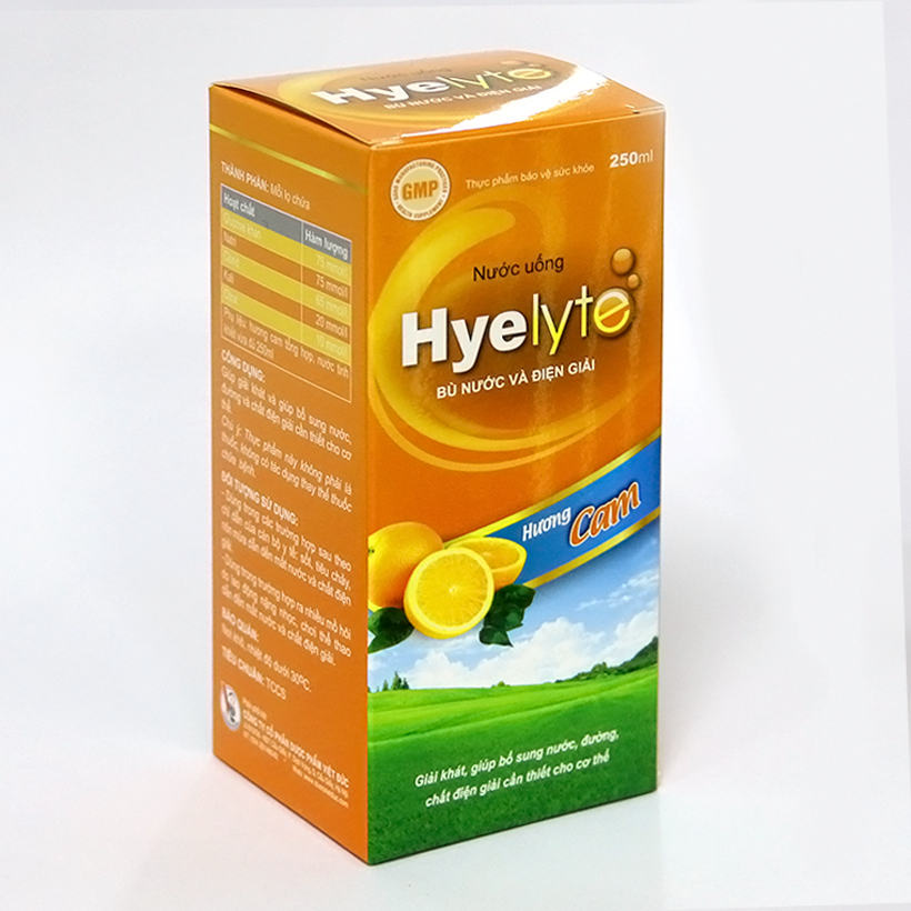 Bộ 5 hộp Thực phẩm bảo vệ sức khỏe giúp bù nước và điện giải Hyelyte hương cam, chai 250ml
