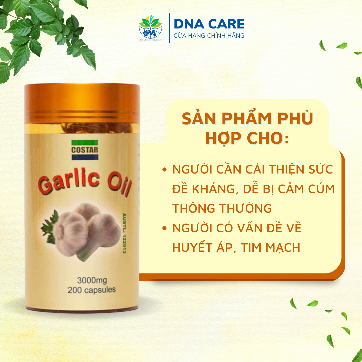 Viên uống bổ phổi tinh dầu tỏi Garlic Oil Costar hộp 60 /200 viên