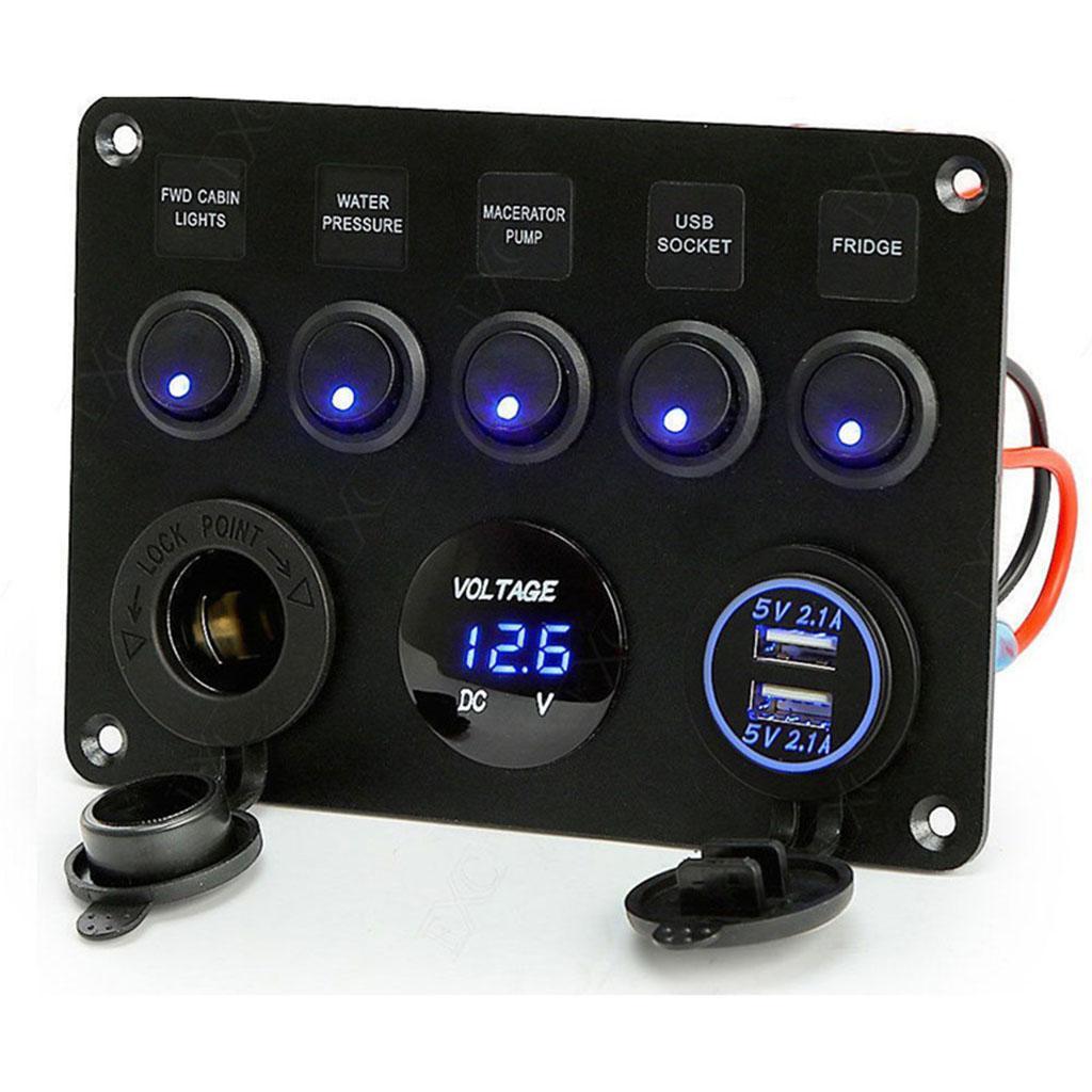 5 GANG  TOGGLE SWITCH PANEL   12V/24V FOR  MARINE TRUCK CAMPER