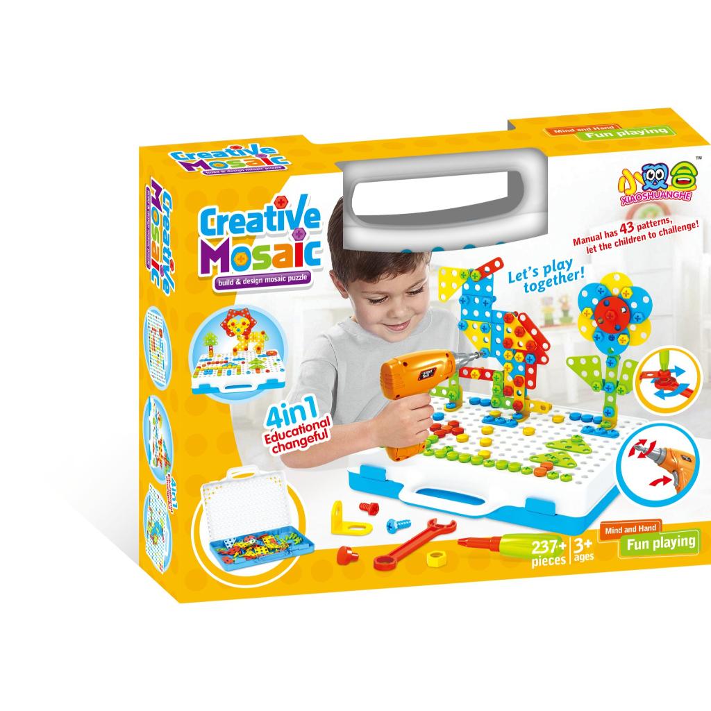 Đồ Chơi Máy Khoan Creative MOSAIC cao cấp 237 chi tiết 4in1 (3+)