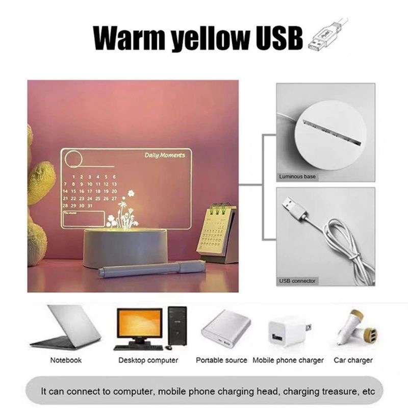 Đèn led kiêm bảng ghi chú tiện lợi, có thể sử dụng làm đèn ngủ, làm quà tặng