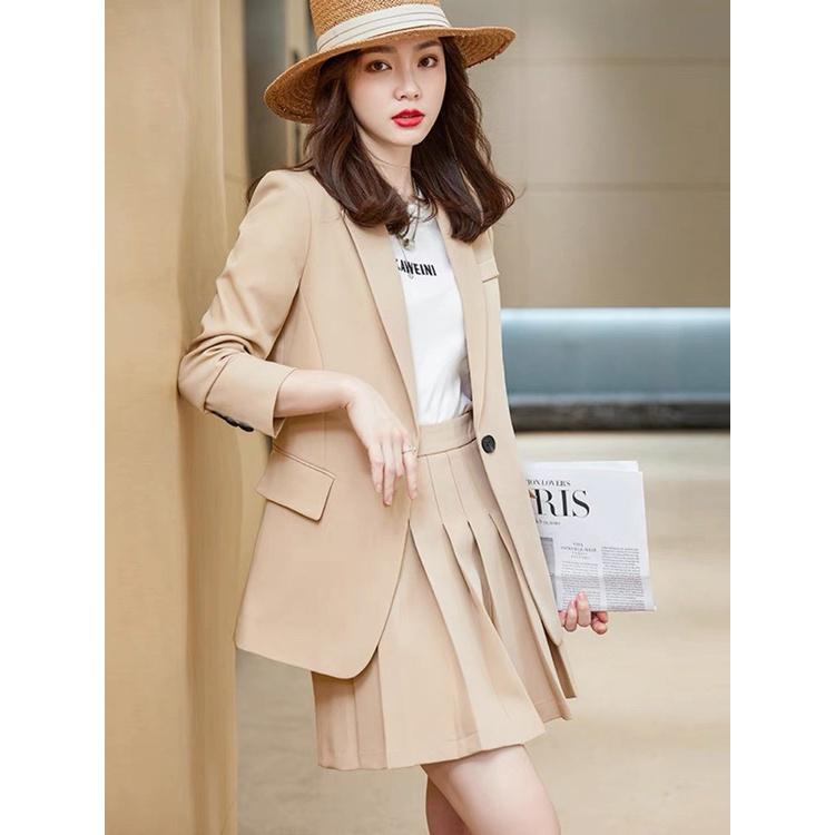Set Áo Vest Chân Váy Dập Ly Thời Trang