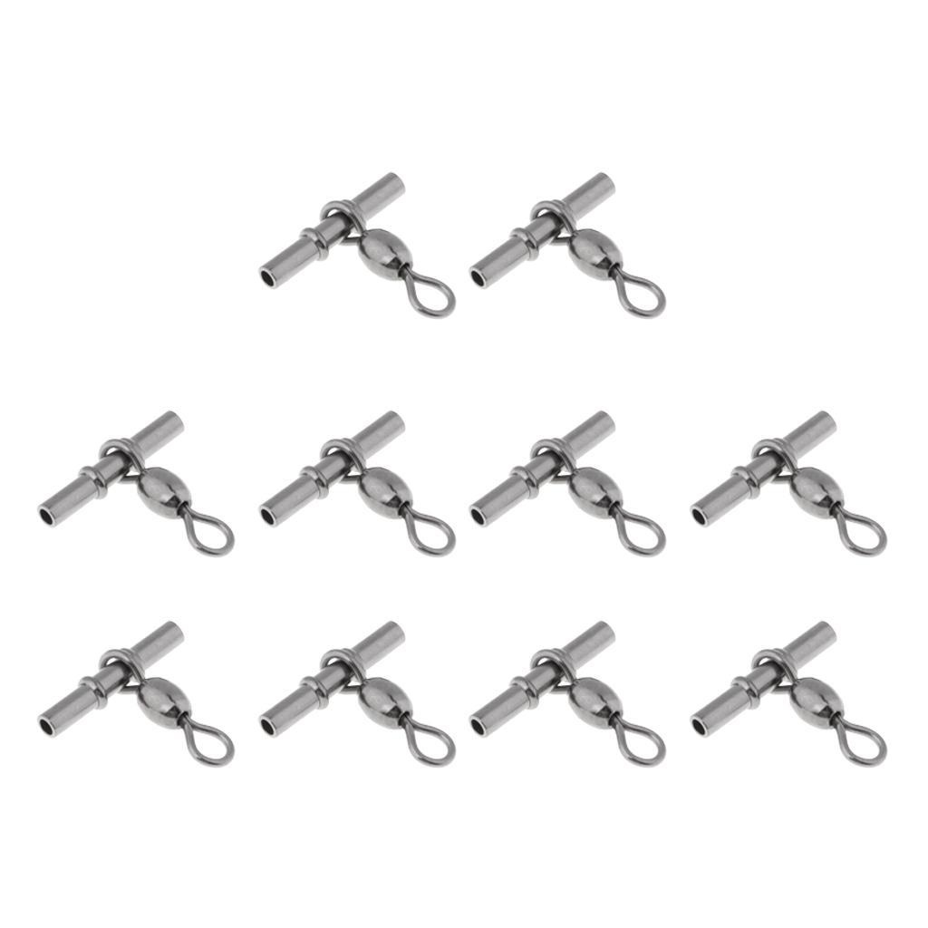 10 Pieces Fishing Cross-line Crane Swivel 3 Way T-shape Fishing Swivel Crimp Swivel