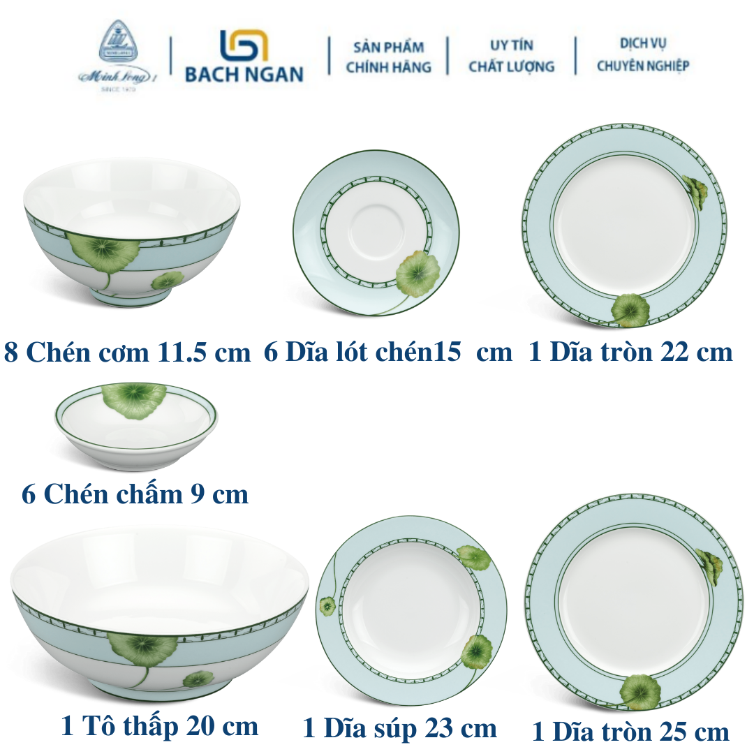 Bộ 10 chén cơm 11.5cm Jasmine Tích Tuyết Thảo hàng đẹp, bằng sứ, dùng gia đình, đãi khách, tặng quà tết