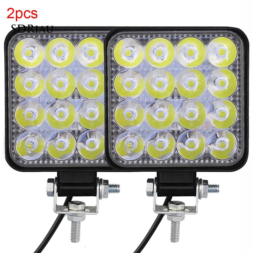 Bộ 2 đèn trợ sáng LED kiểu vuông 48W dành cho xe hơi/xe tải