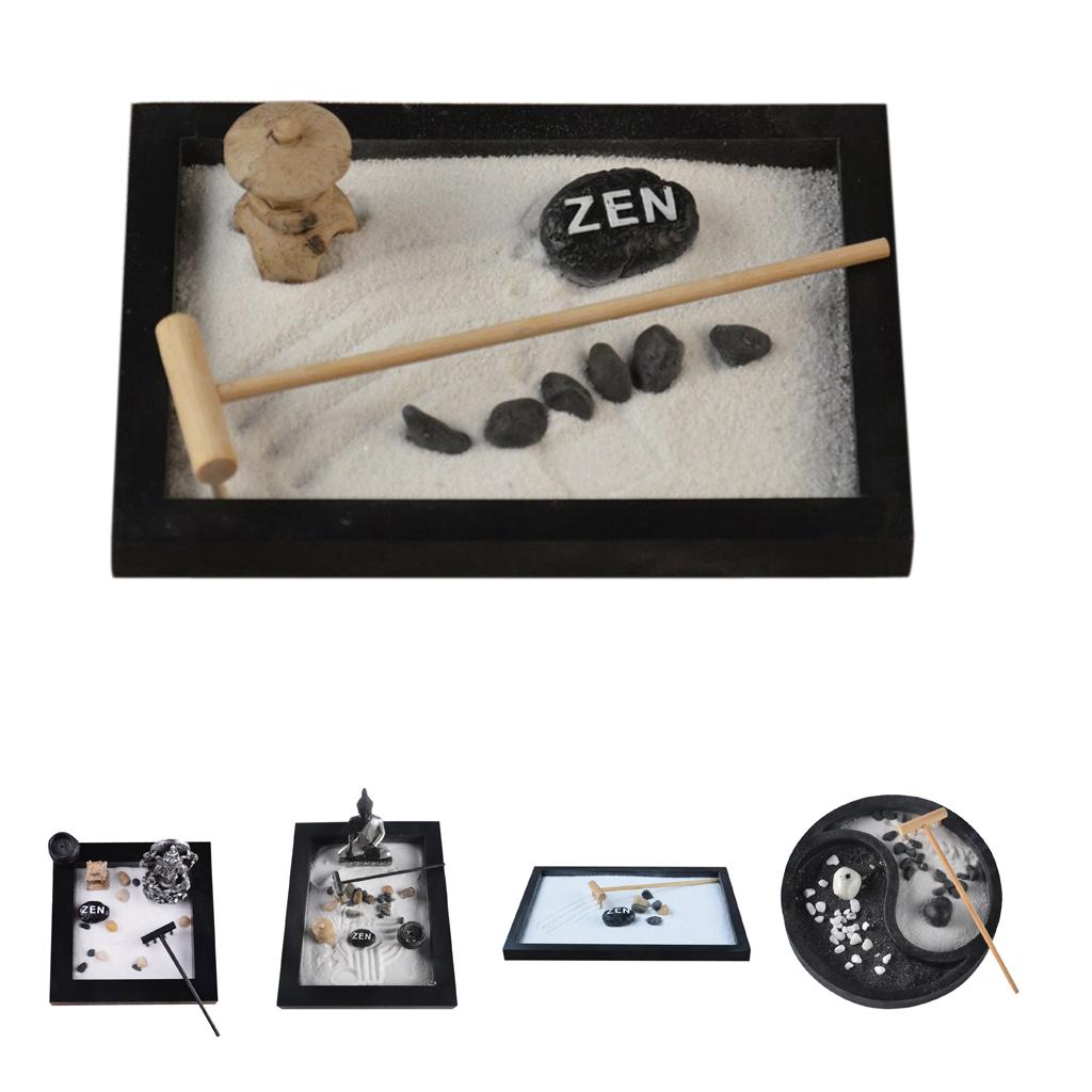2x Sandbox Desktop Ornament Zen Sand Tray Housewarmin Gifts for