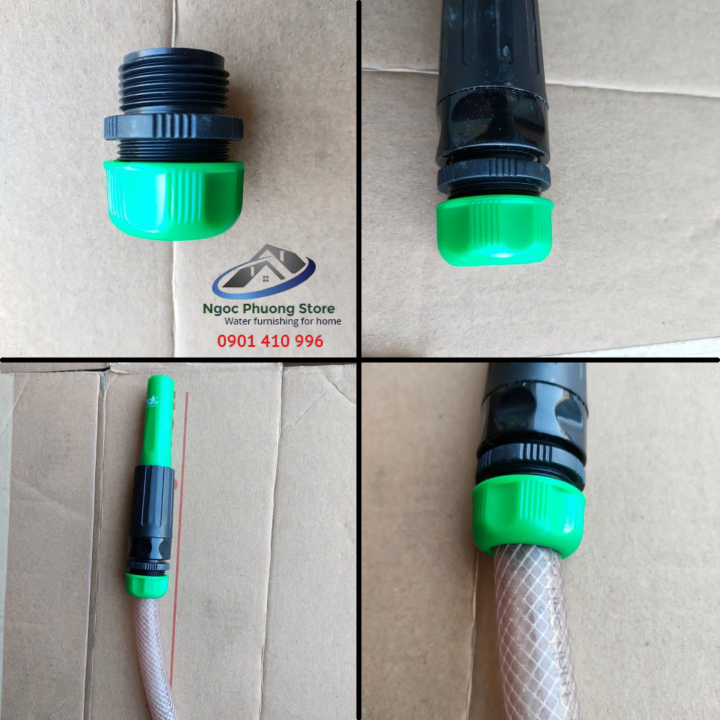 Cút nối nhanh ren ngoài 27mm AQUAMATE W3380 nối ống mềm 14mm-16mm với thiết bị tưới ren trong 27mm(3/4”)