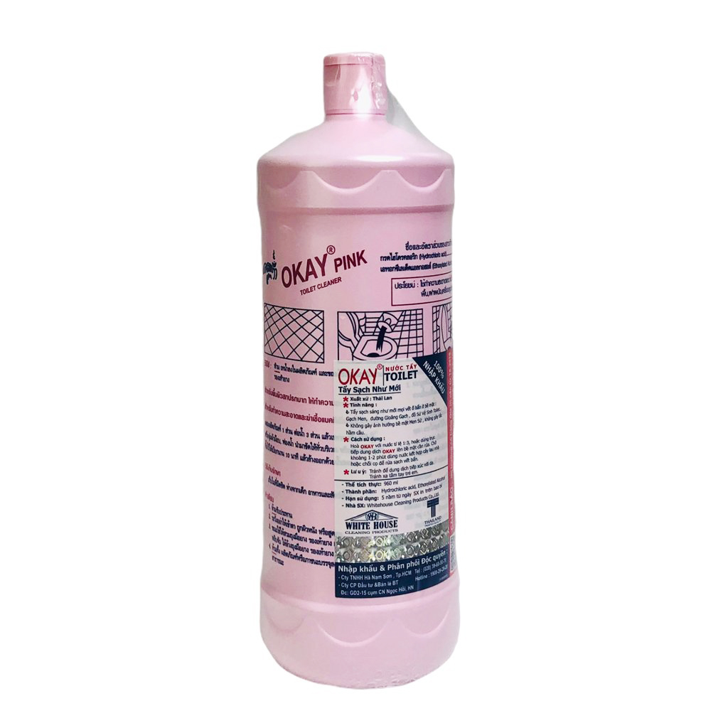 Nước Tẩy Rửa Bồn Cầu Okay Pink Toilet Cleaner Thái Lan 960ml siêu mạnh, siêu rẻ...