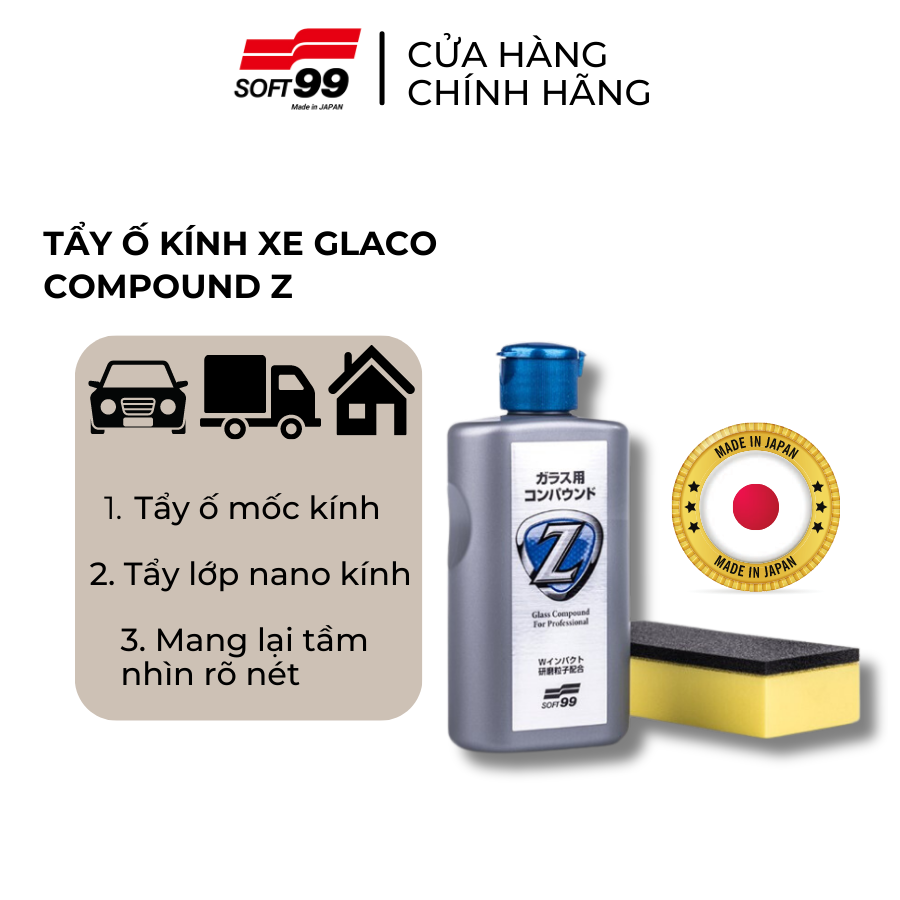 Vệ Sinh Kính Glass Compound Z Soft99 VC-ADR-01