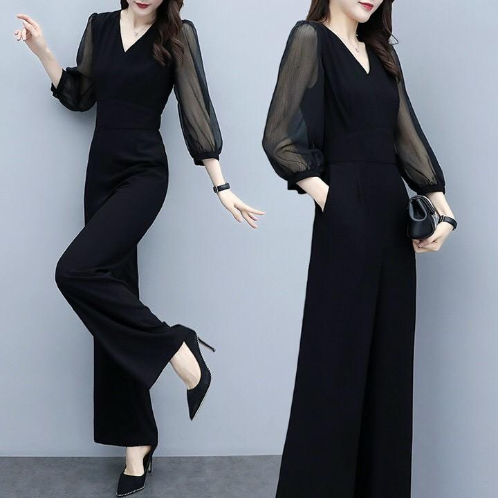 jumpsuit tay lưới thời trang sang trọng