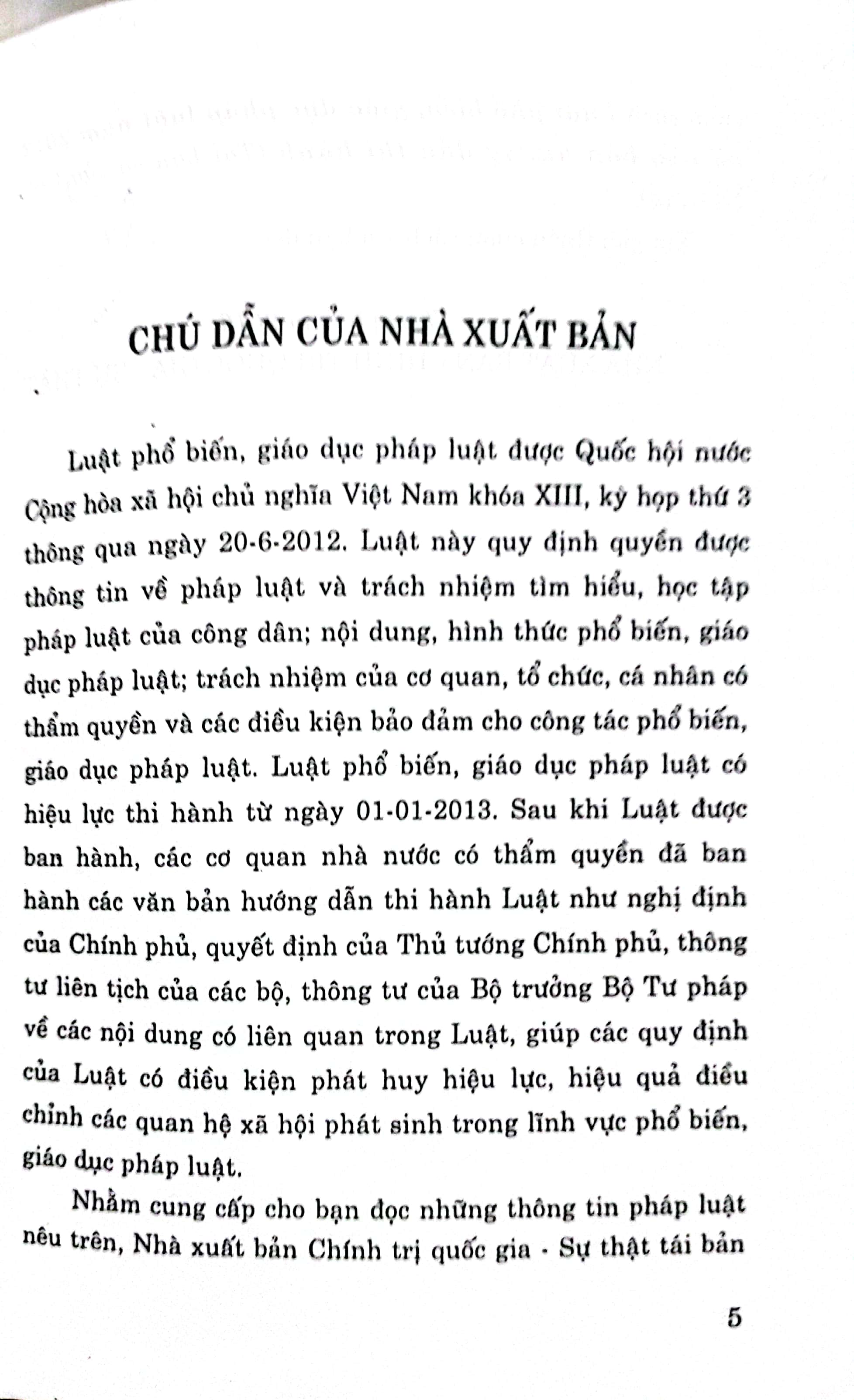 Luật Phổ biến, giáo dục pháp luật năm 2012 và văn bản hướng dẫn thi hành