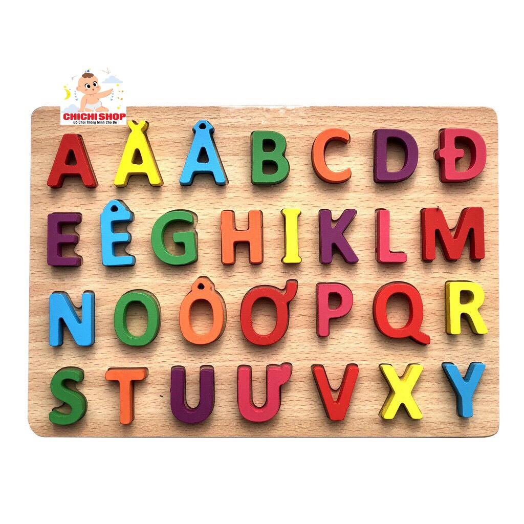 Đồ Chơi Thông Minh, Combo 3 Bảng Lắp Ghép Chữ Cái Tiếng Việt và Số Đếm Nổi Bằng Gỗ Cho Bé Từ 3 Tuổi