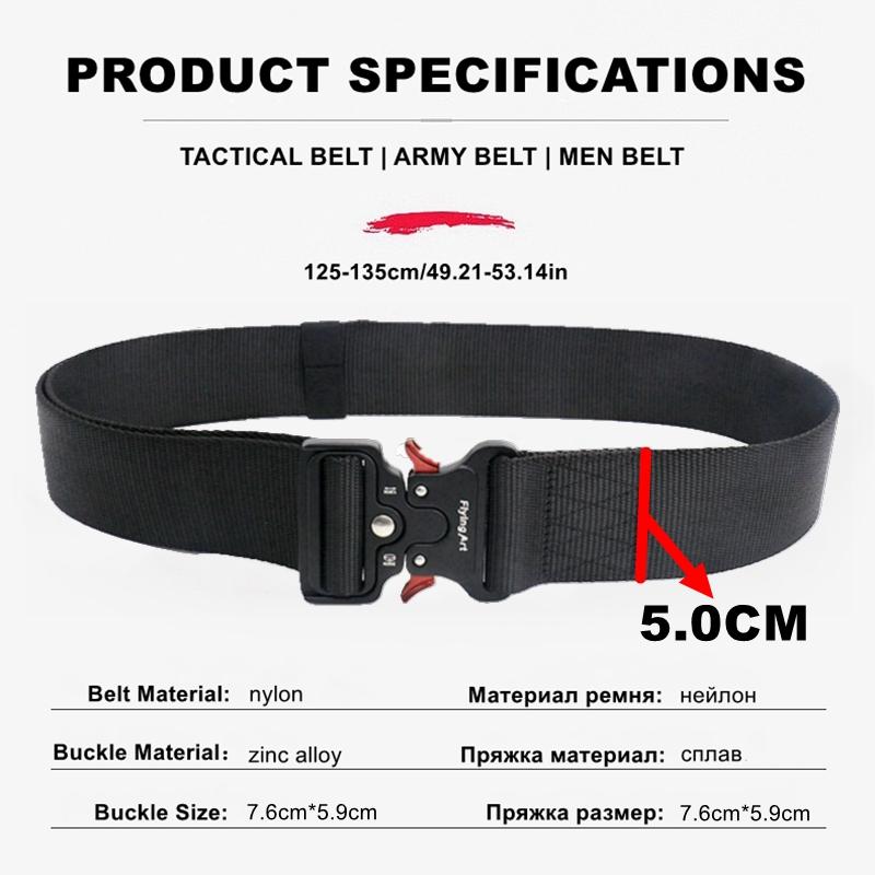 Rộng 5.0CM Quân Đai Chiến Thuật Quân Sự Nylon Thon Eo Nhanh Chóng Phát Hành Ngoài Trời Săn Bắn Huấn Luyện Kim Loại Mạnh Mẽ Khóa Cảnh Sát Nam