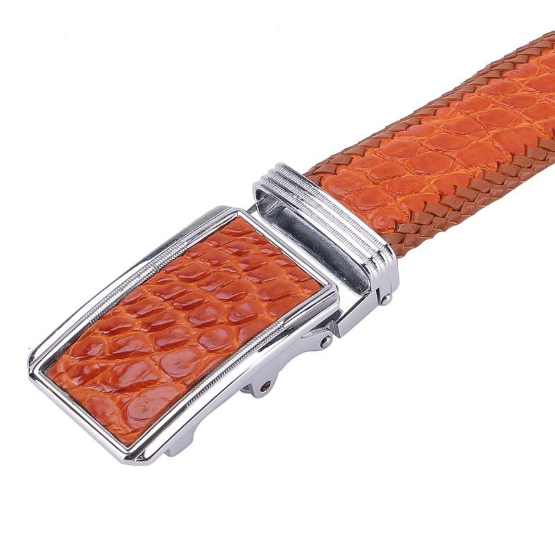 Thắt lưng nam da cá sấu Huy Hoàng đan viền 3,5P màu đen, nâu đất, vàng bò, nâu đỏ HC4216-17-18-41