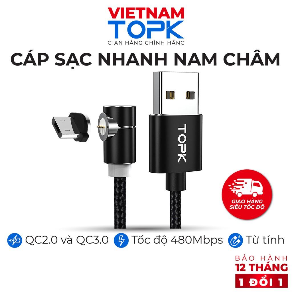 Dây sạc nam châm dùng cho điện thoại TOPK AM69 Sạc nhanh QC 3.0 dài 1m - Hàng chính hãng