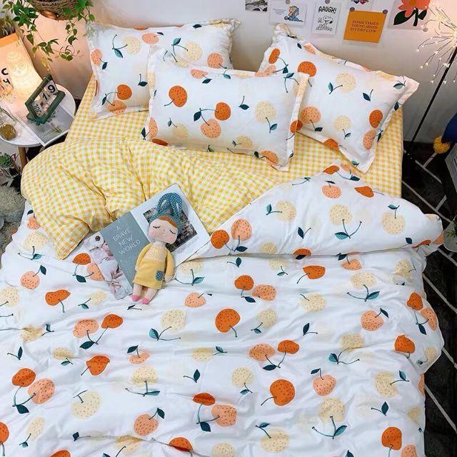 Bộ cotton poly Cherry Vàng Cam