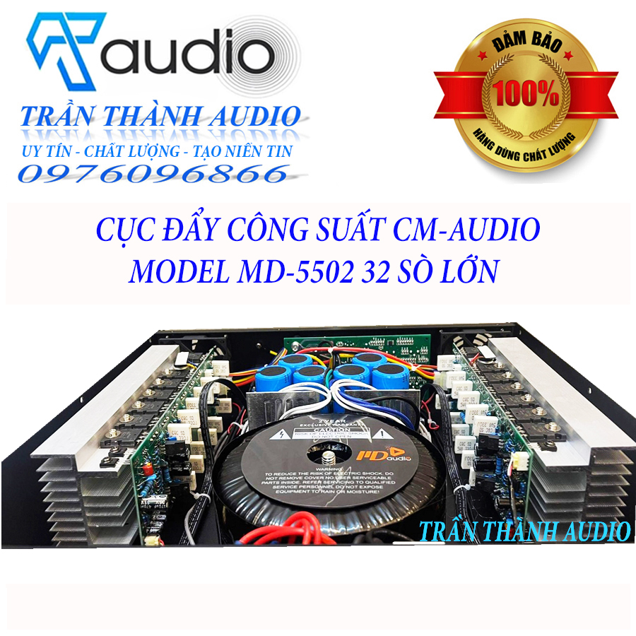 Cục đẩy công suất 2 kênh MD PA-5502 - 32 sò lớn công suất 1600W đánh Full bass 40 hàng chính hãng CMAUDIO nhập khẩu 2023 tặng kèm jac canon