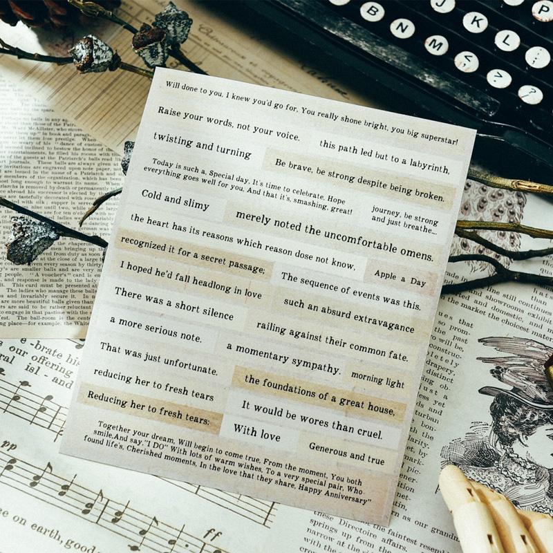 S99 - Tờ sticker giấy vàng be chữ câu quotes tiếng Anh vintage cổ điển JudyCraft trang trí sổ bullet journal, junk journal