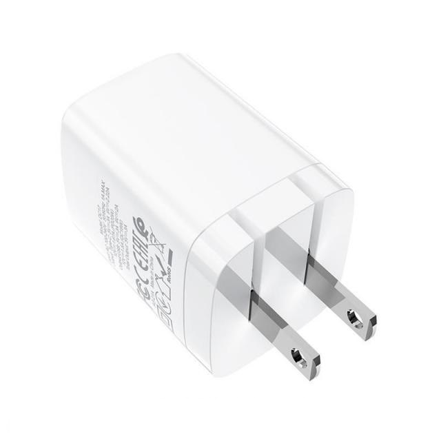 Củ sạc nhanh PD20W Hoco DC17 chuôi dẹt gấp gọn 2 cổng USB/Type-C dành cho mọi thiết bị - Hàng chính hãng