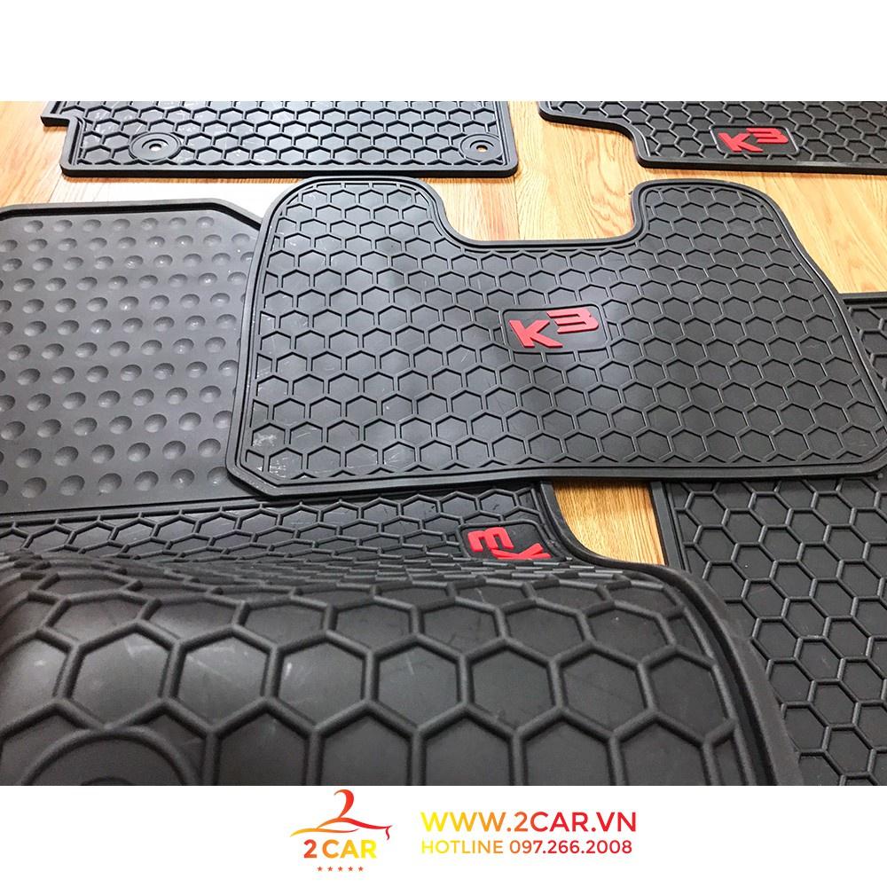Thảm lót sàn cao su Kia K3 cao cấp tổ ong chữ đỏ