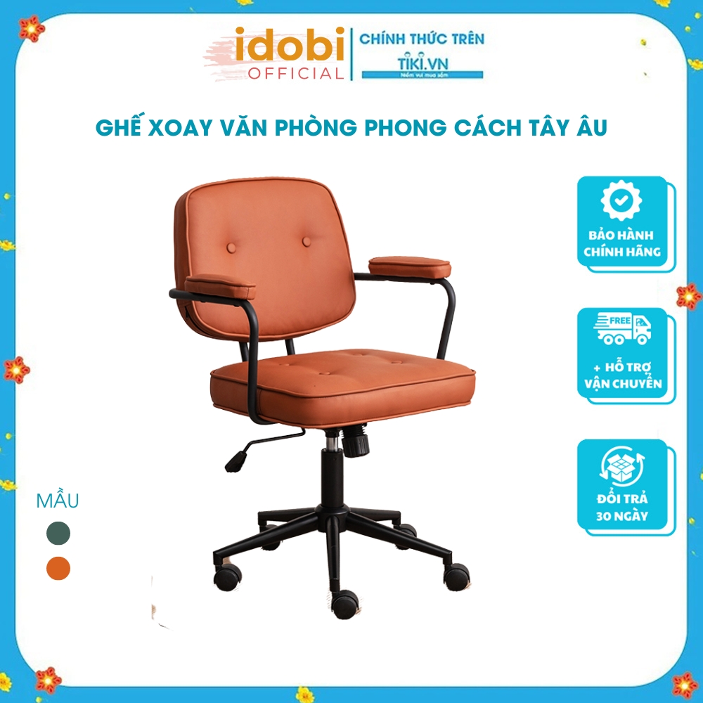 Ghế xoay văn phòng PH2238  phong cách Tây Âu, vải da nano chống nước, ngả 35 độ, điều chỉnh độ cao