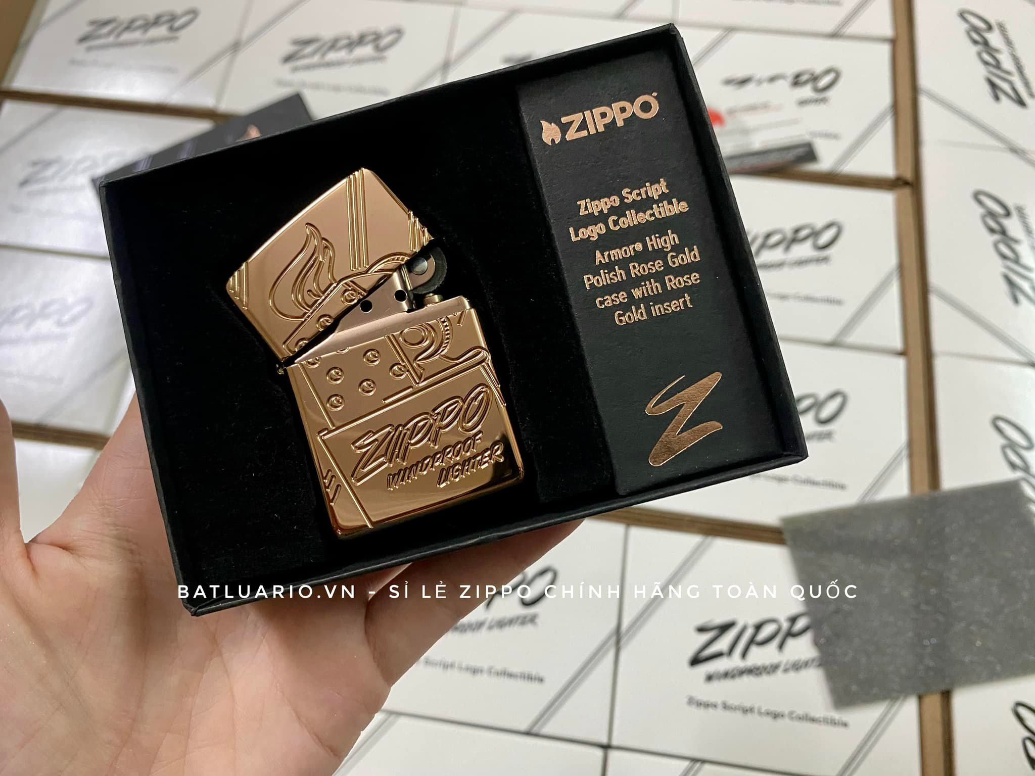 Bật Lửa Zippo 48768 - Zippo Script Collectible Armor Rose Gold