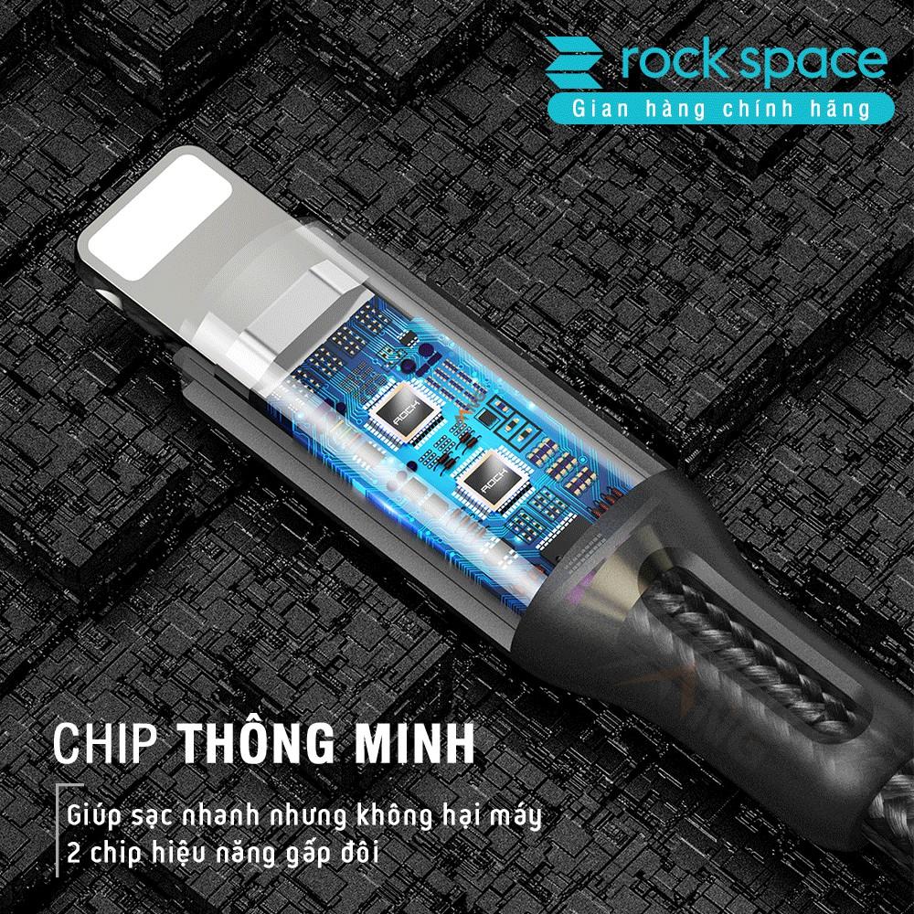 Dây Sạc Rockspace R2 dành cho Iphone sạc nhanh PD 18W ,dây dù - Hàng chính hãng
