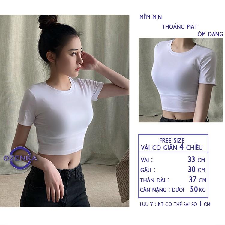 Áo croptop ôm nữ trắng đen 100% cotton , áo crt thun gân body đẹp basic sang chảnh freesize dưới 50 kg