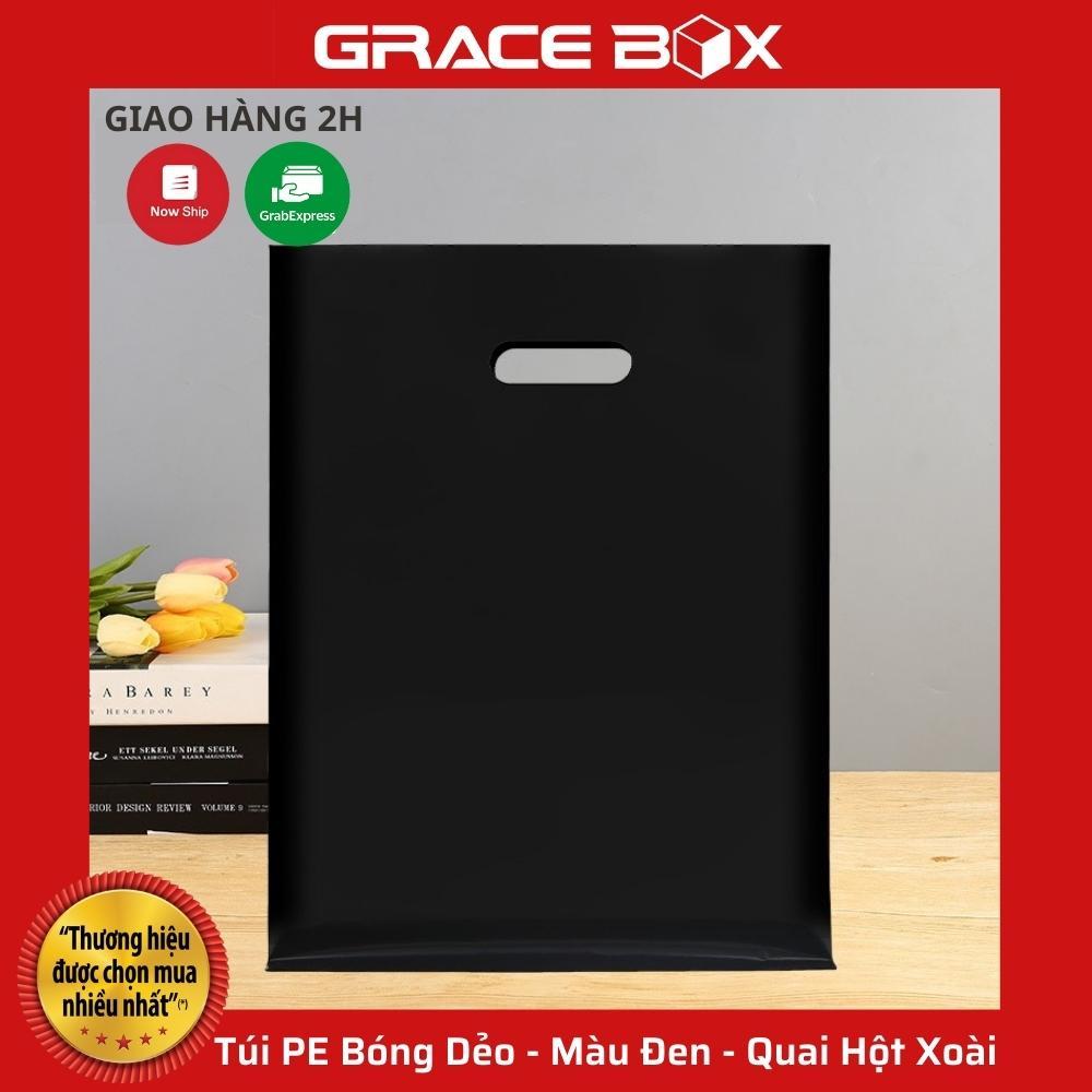 Túi PE Bóng Dẻo - Màu Đen - Quai Hột Xoài Đựng Phụ Kiện, Quần Áo - Siêu Thị Bao Bì Grace Box