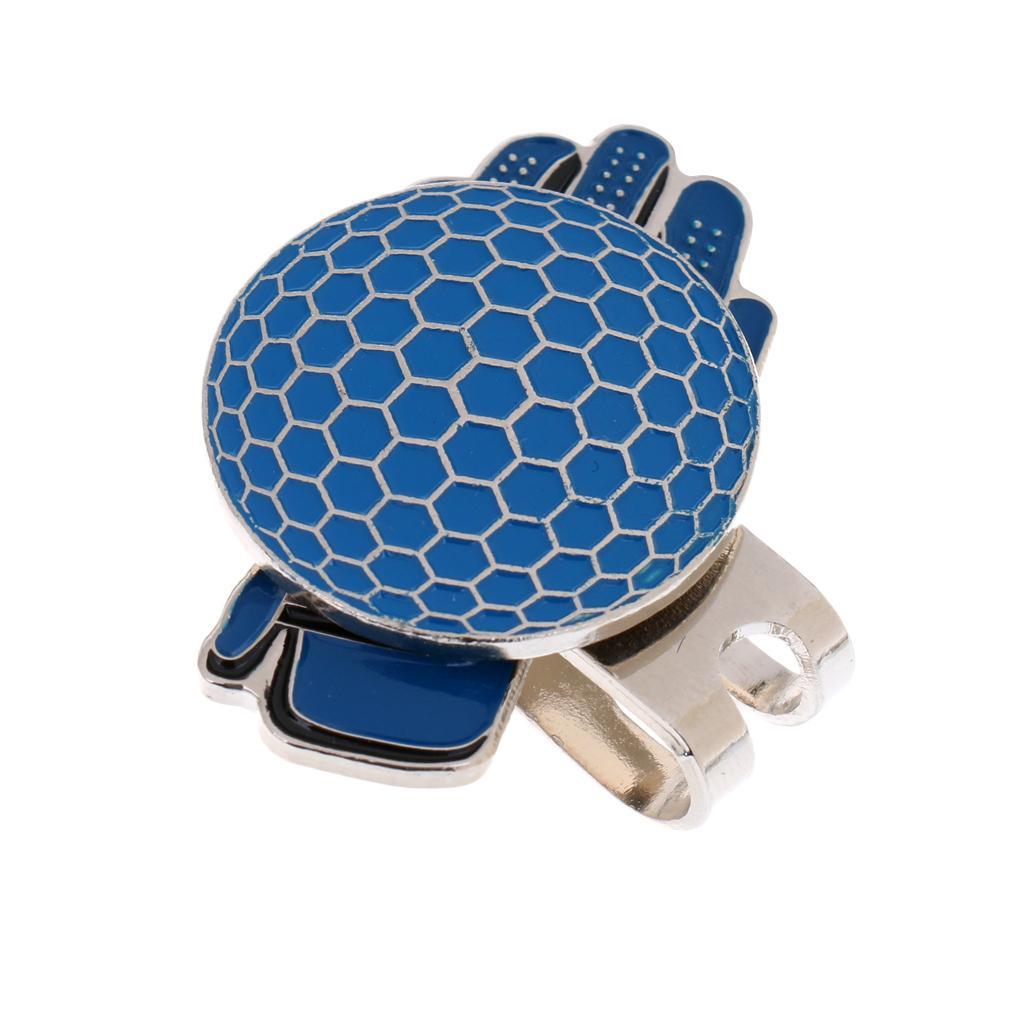 2 Pcs Novelty Glove Pattern Golf Hat Clip w/ Magnetic Ball Marker