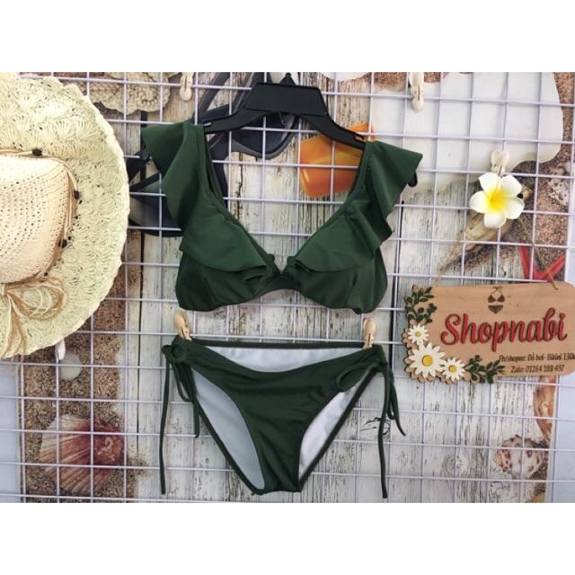 Đồ bơi bikini áo cánh tiên quần cạp thấp