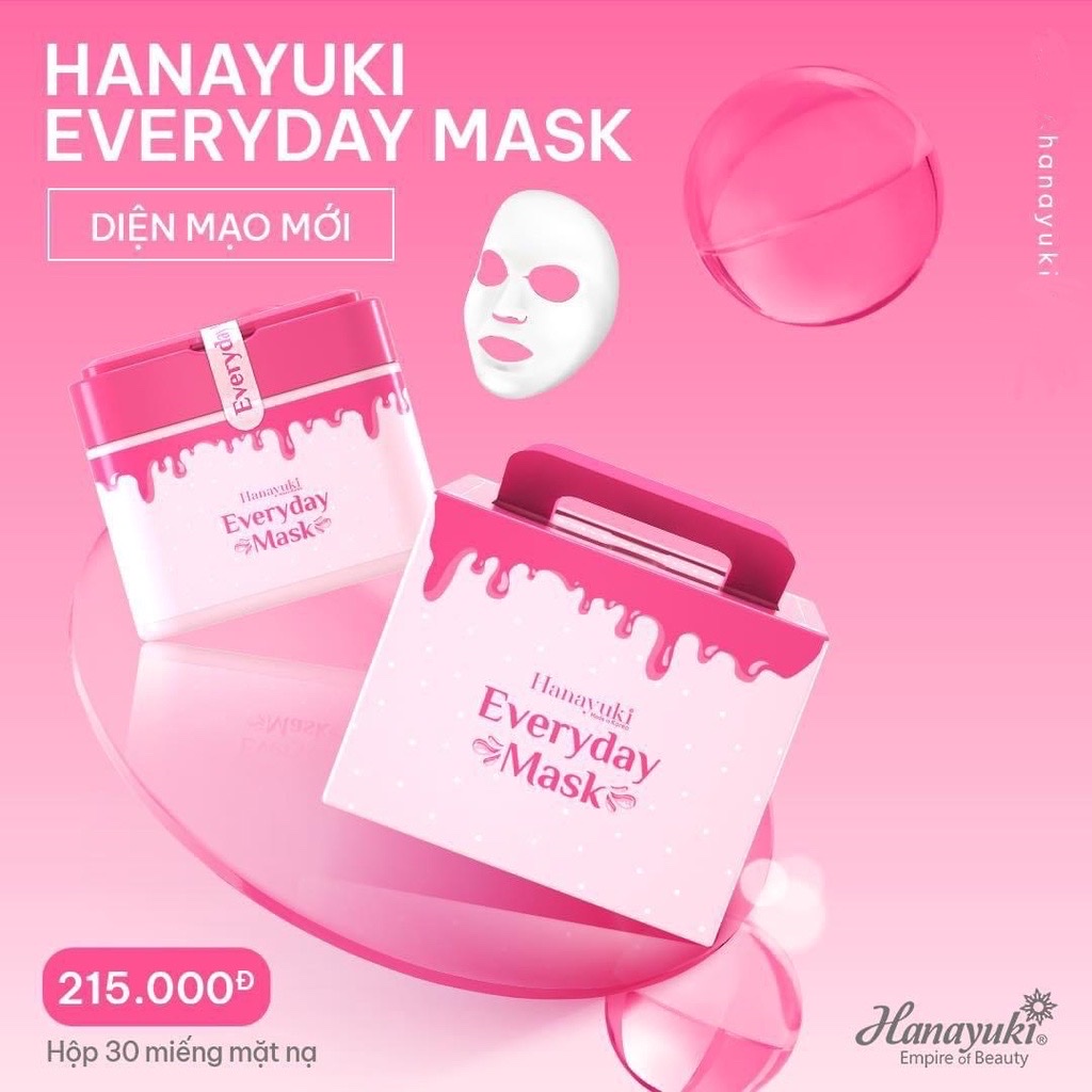 Mặt Nạ Giấy Hanayuki EVERYDAY MASK Dưỡng Da Trắng Sáng Hàng Ngày 30 Miếng 360g Hanayuki Chính Hãng