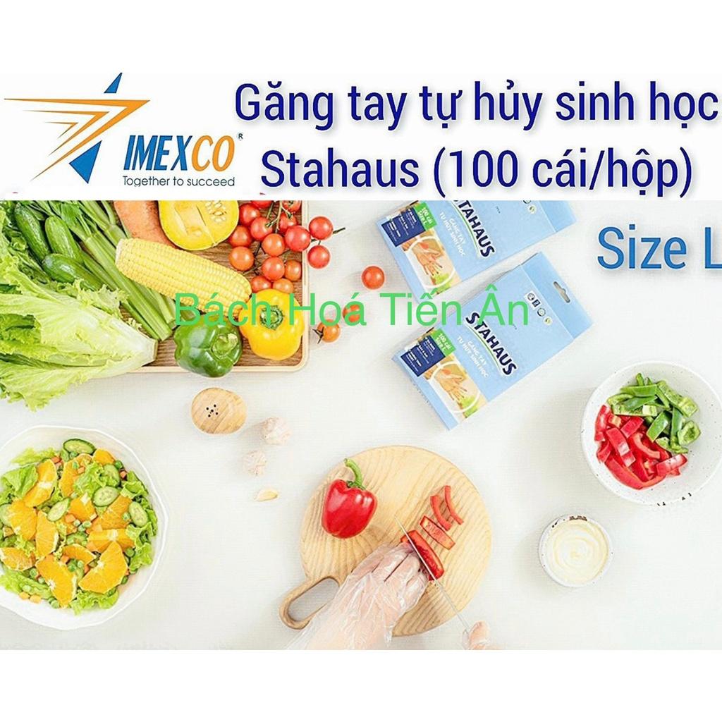 Găng Tay Tự Hủy Sinh Học STAHAUS hộp 100 cái size L- đa dụng- dầy dai- không trơn trược