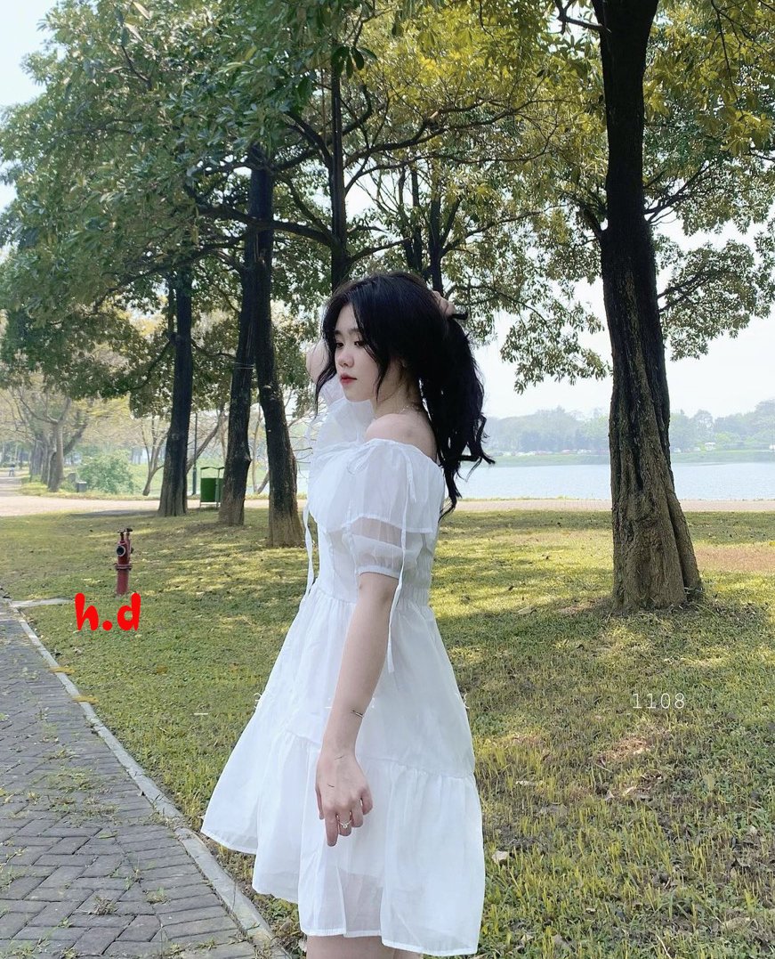 Đầm Tiểu Thư Ulzzang Buộc Nơ Vai Dáng Xòe Tầng Siêu Đẹp