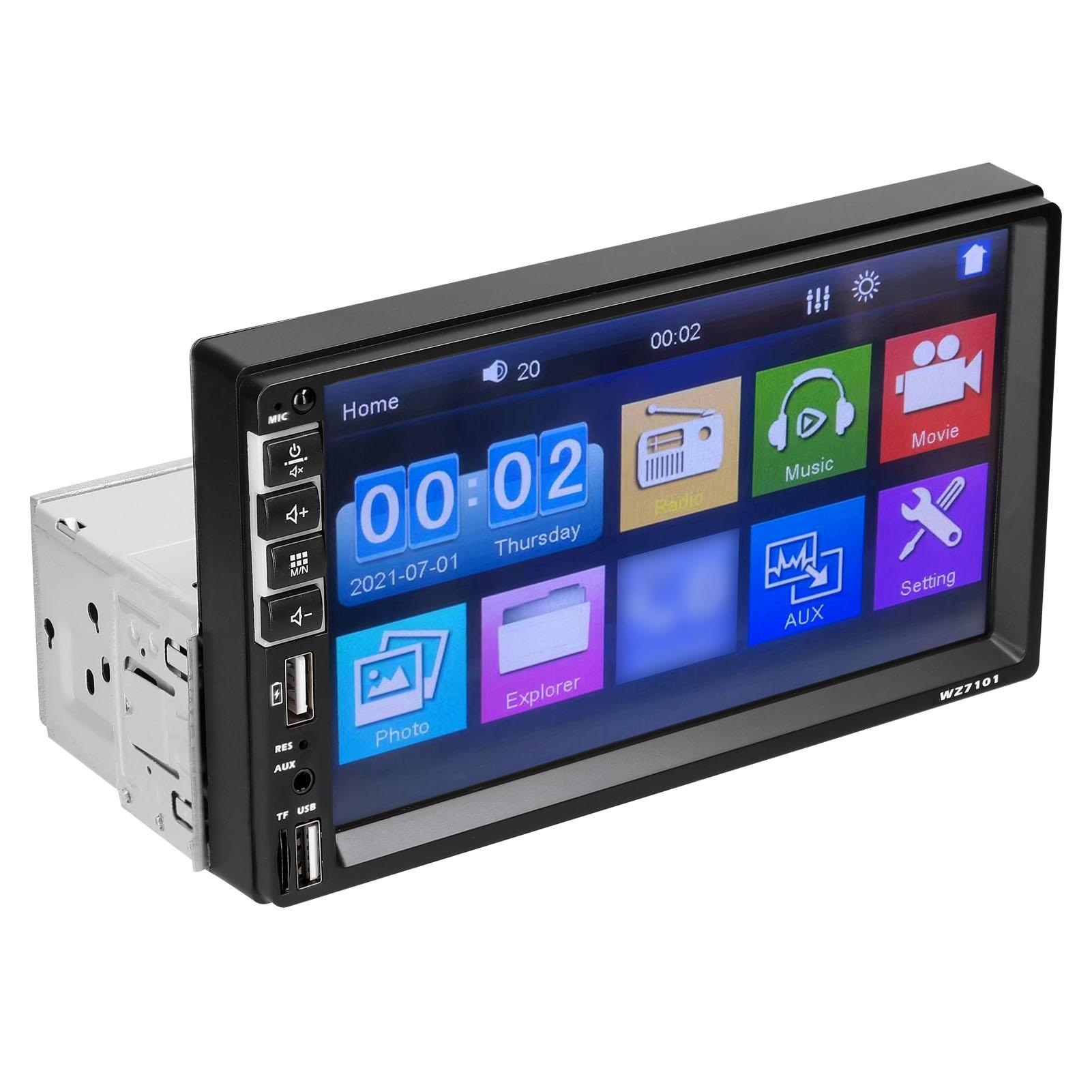 WZ7101 Single Din Car Stereo 7 Inch LCD Touchscreen Monitor BT MP5 Player FM Car Radio Receiver Support TF/USB/AUX-IN