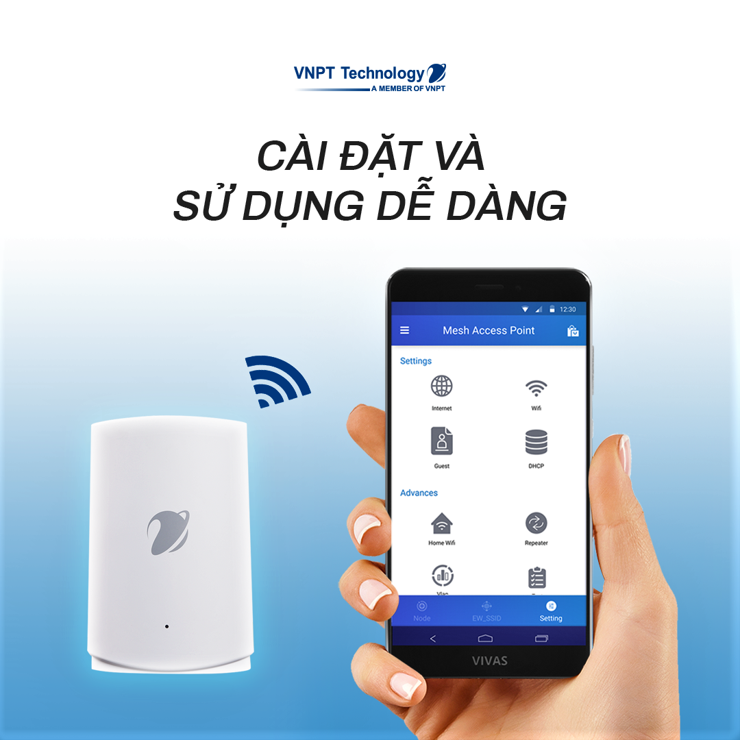 Hệ thống Wifi công nghệ Mesh 2 băng tần chuẩn AC tốc độ cao VNPT Technology iGate EW12S - Hàng chính hãng