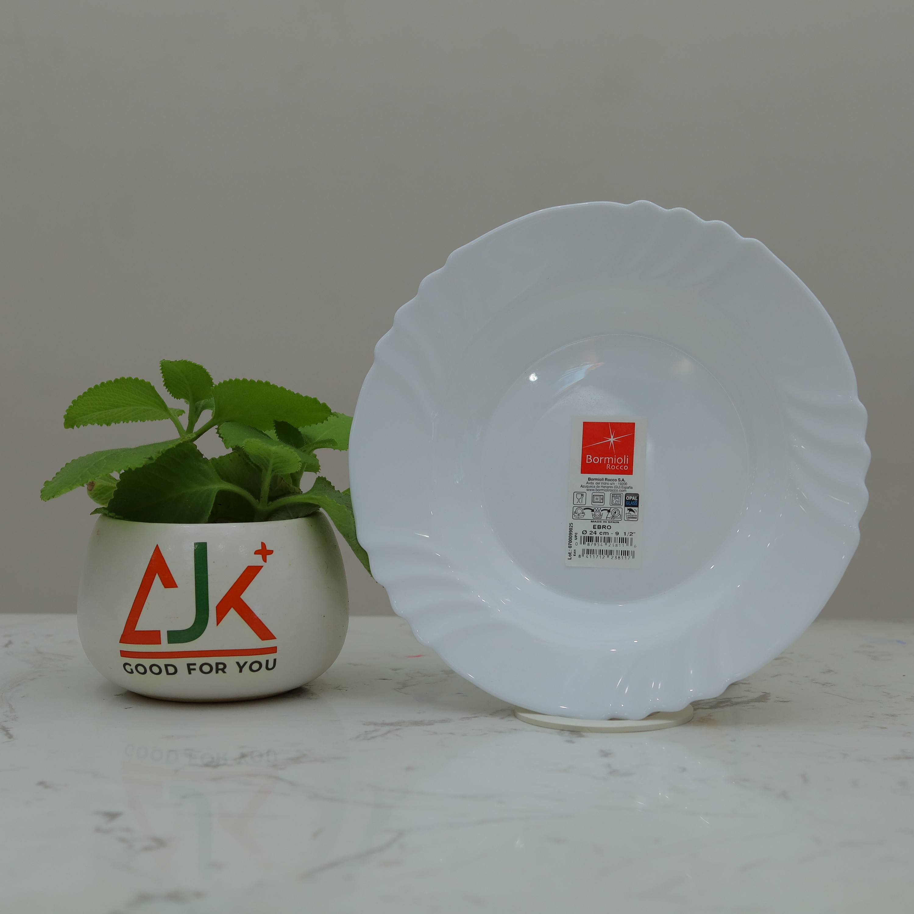 Dĩa súp tròn sứ thủy tinh cao cấp Bormioli Ebro 24cm - Hàng chính hãng, nhập khẩu tại Ý