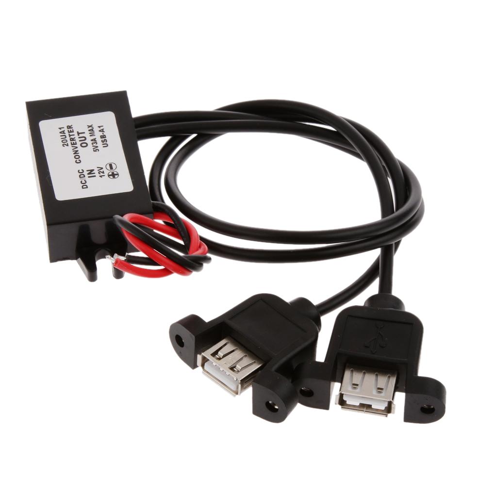 DC DC Converter Module 12V to 5V 3A 15W Duble USB Output Car Power Adapter