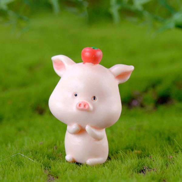 Mô hình tiểu cảnh lợn con đáng yêu bằng nhựa trang trí tiểu cảnh, sen đá, terrarium