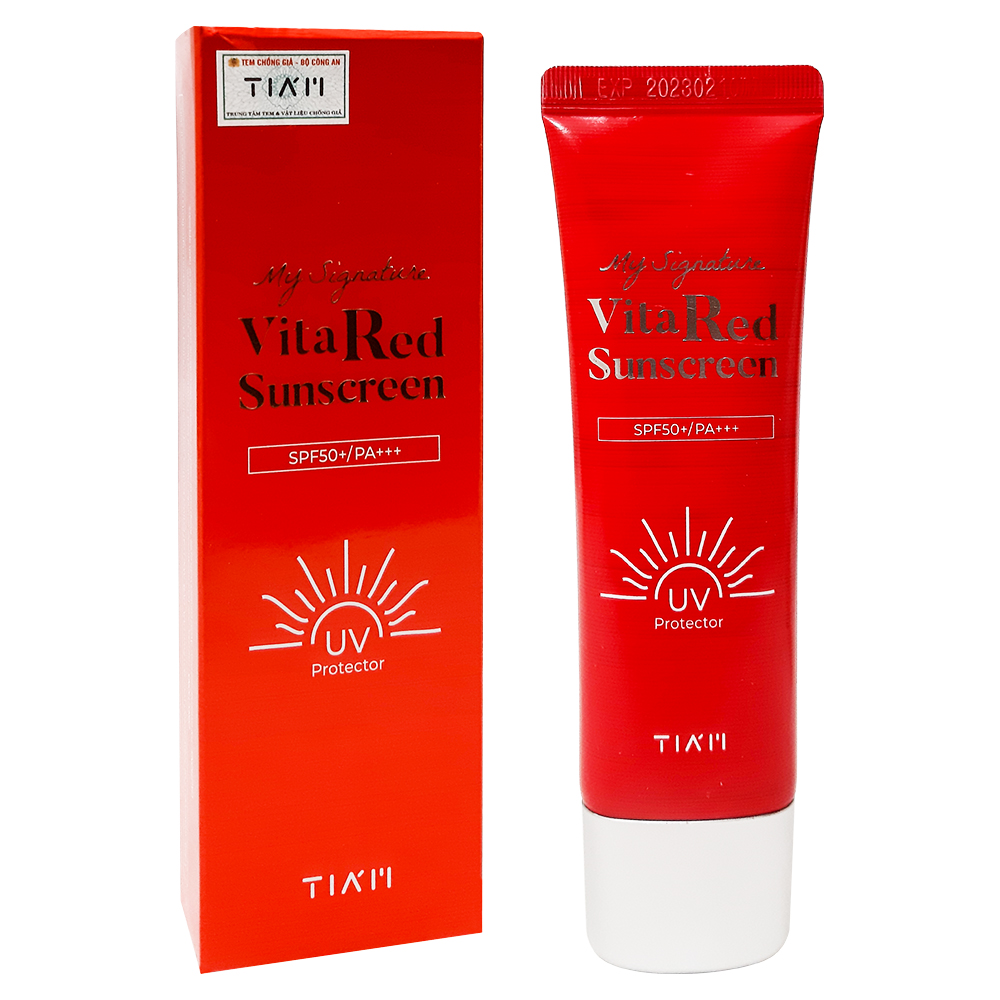 Kem Chống Nắng Dưỡng Trắng Nâng Tone Da TIAM Vita Red 50ML. Tặng Gel Móc Khóa 30ml