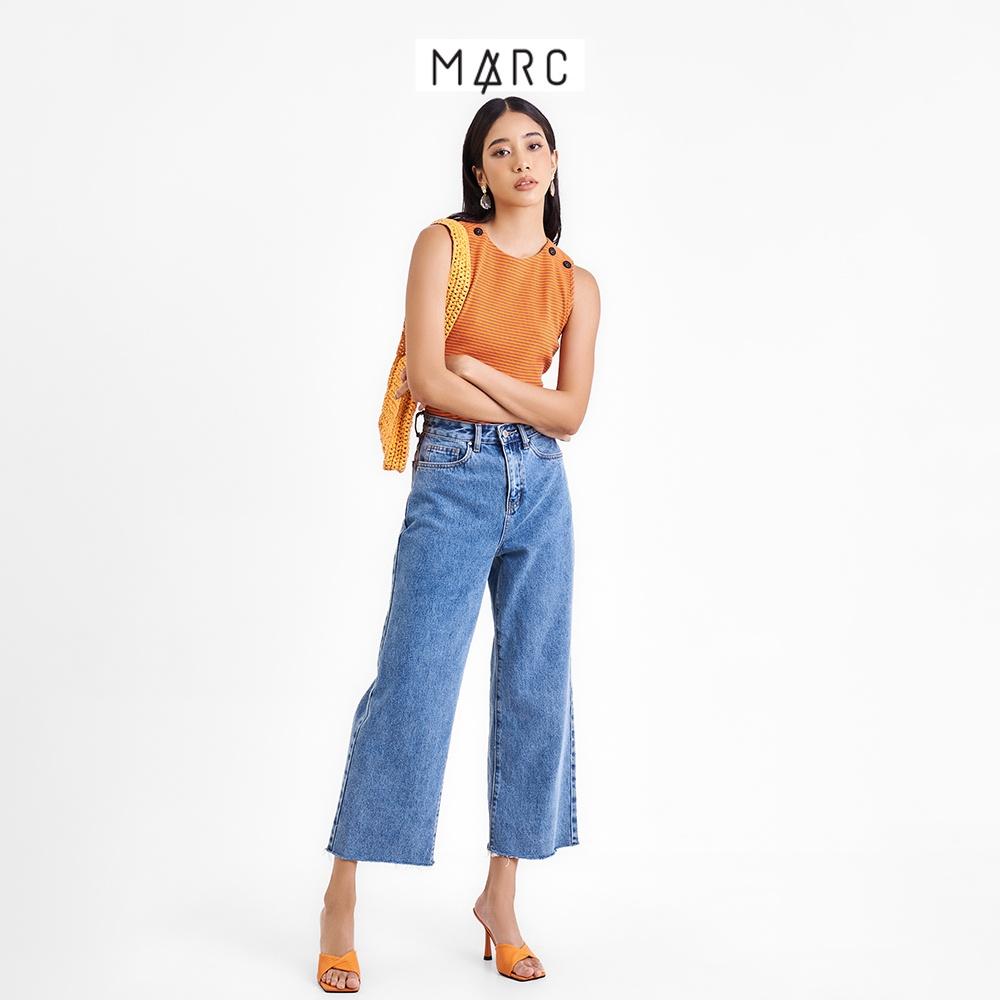 Áo thun nữ MARC FASHION cổ tròn sát nách đính nút vai CBLH081422