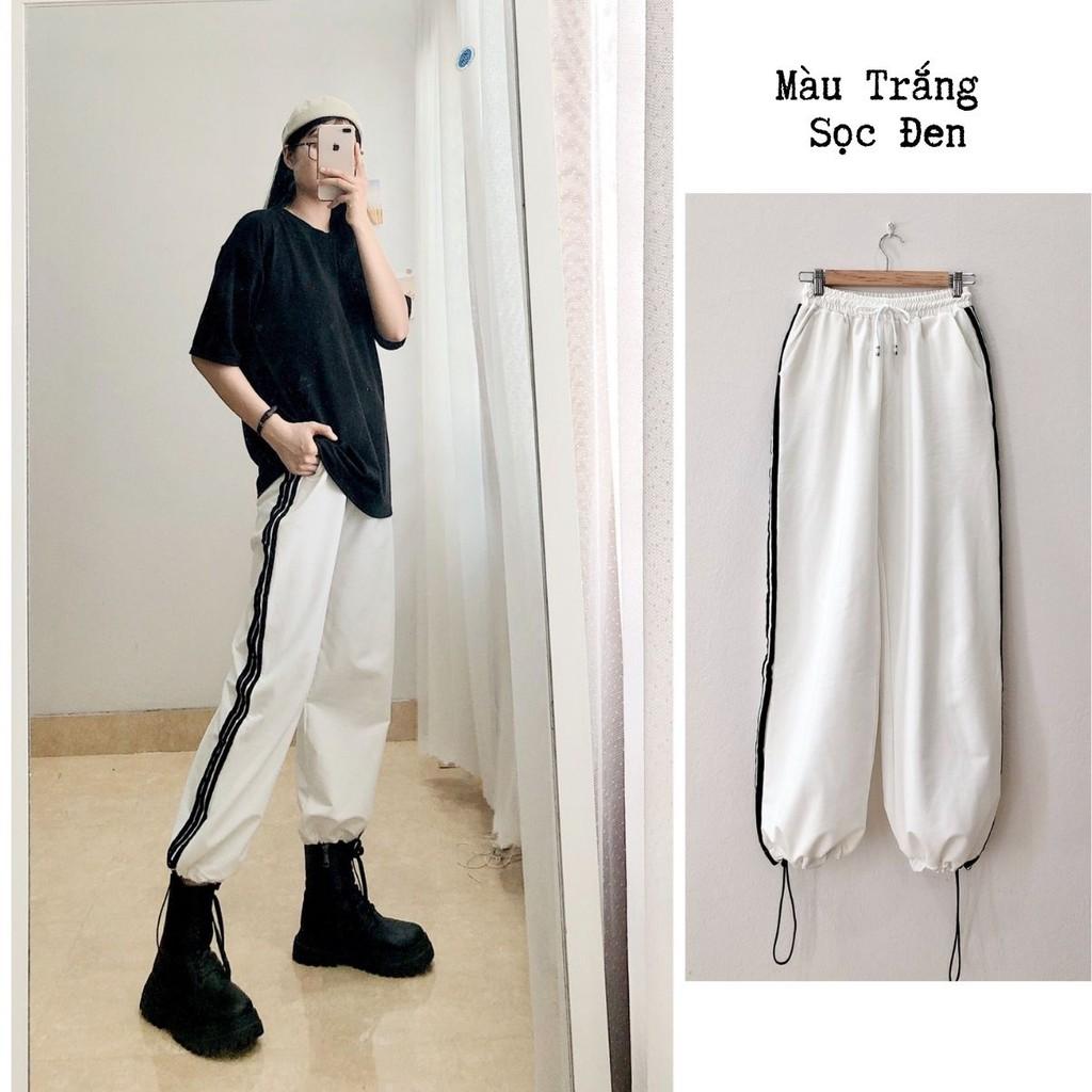 Quần Jogger Nam Nữ Form Dáng Rộng Ống Suông Rộng 3 Sọc Rút Gấu Unisex Thể Thao Vải Mịn THUNDERUNISEX Ullzang